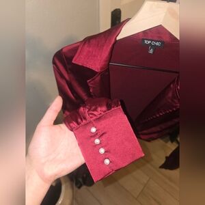 Women's Burgundy Satin Blouse